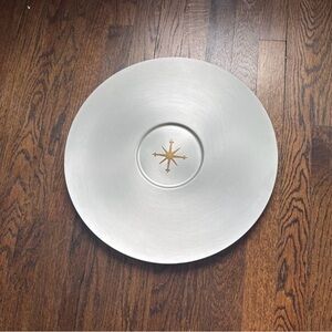 Vintage Mid Century Modern Mirro Medallion Atomic Starburst Aluminum Plate 17"